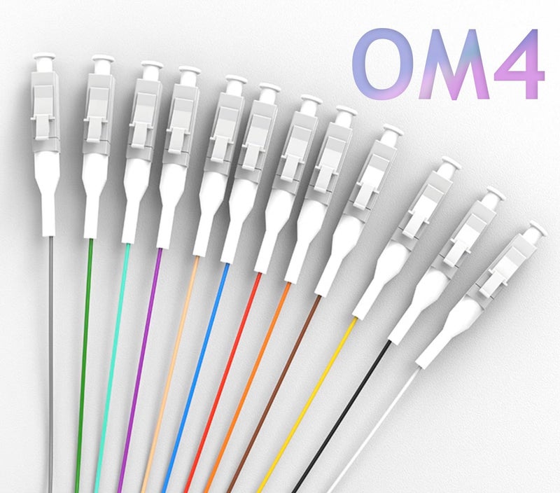 Elfcam ® - 12-Fibre LC/UPC OM4 Multimode 50/125um Colour-Coded Optical Fibre Pigtail Without Cladding - Image 4